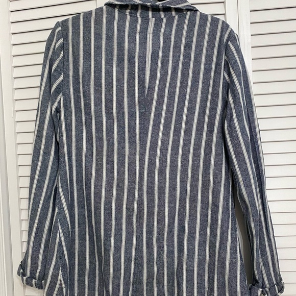 Sanctuary Linen Blend Blue Stripe Blazer Jacket Women's Size Small NWT - Picture 4 of 5